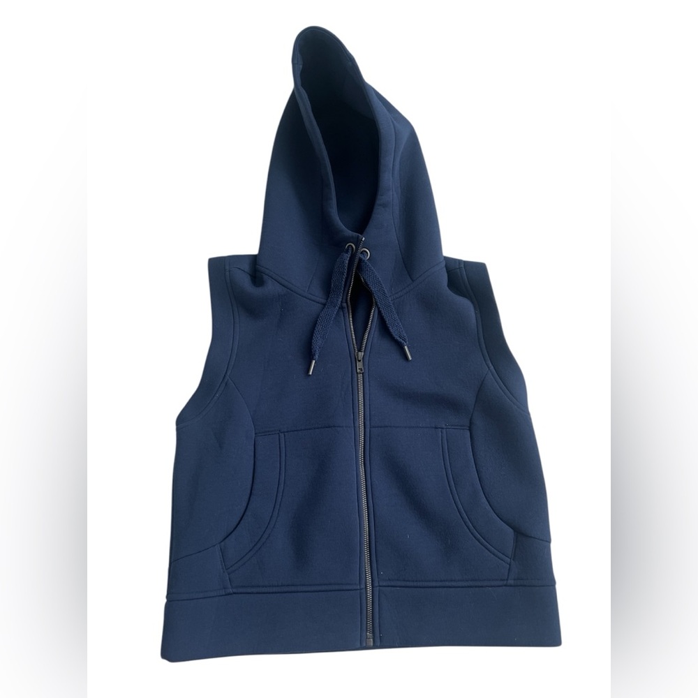 Athleta Navy Blue Hooded Fuse Vest - Size Small